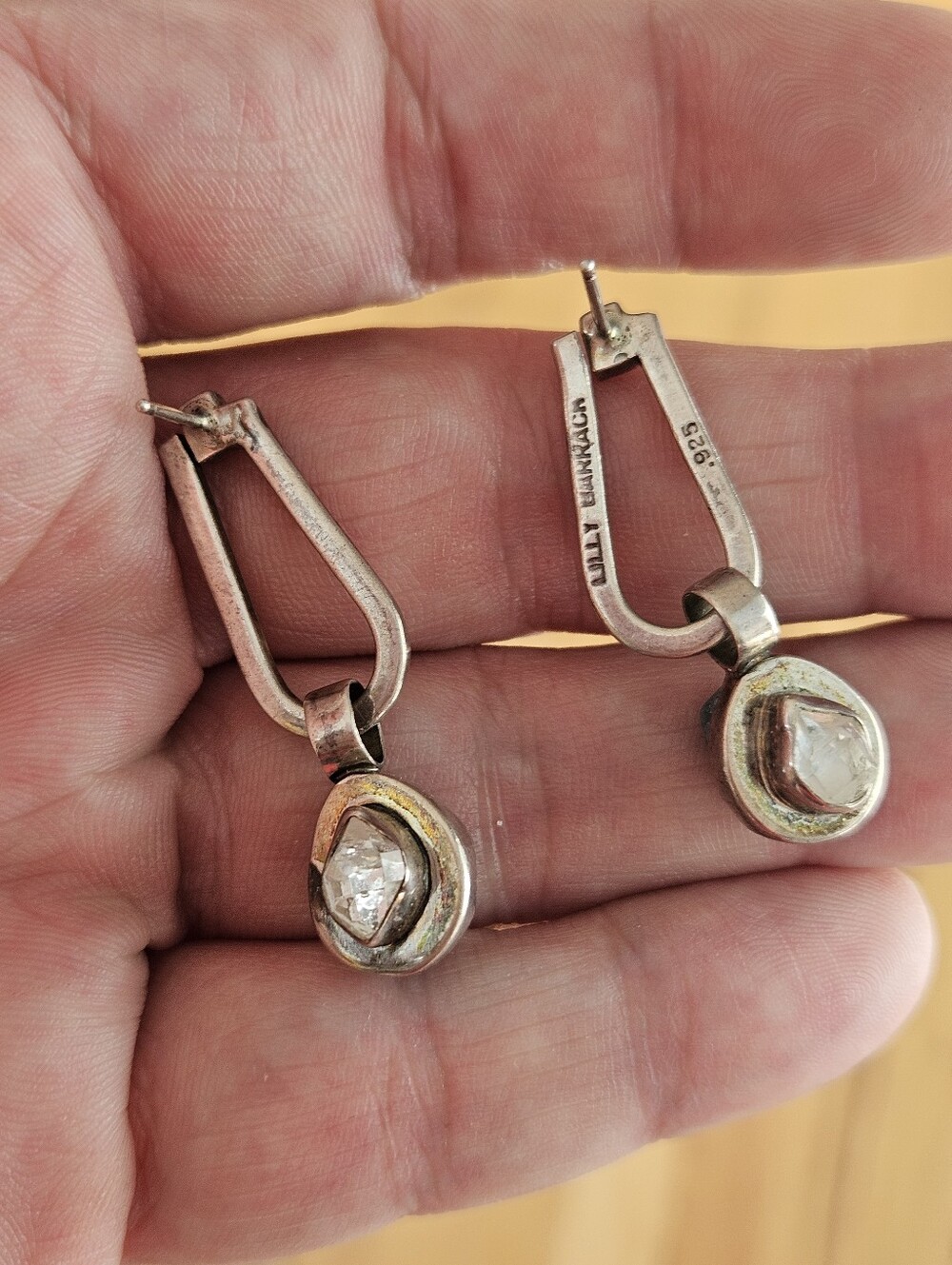 Lily Barrack Sterling Silver Blue Rough Aquamarine Reversible Drop Earrings - Picture 3 of 4